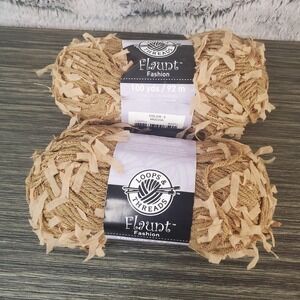 Loops & Threads FLAUNT Mocha Brown Yarn Lot Of 2 Skeins 1.75 Oz, 100 Yards Ea